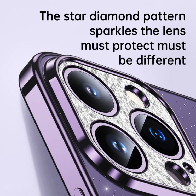 For iPhone 14 Pro SULADA Electroplated Transparent Glittery TPU Phone Case(Purple) - iPhone 14 Pro Cases by SULADA | Online Shopping South Africa | PMC Jewellery