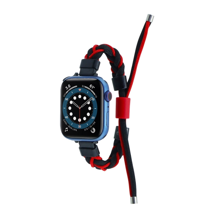 Silicone Bean Braided Cord Nylon Watch Band For Apple Watch 9 41mm(Black Red) - free shipping - PMC TechLife - Order now!