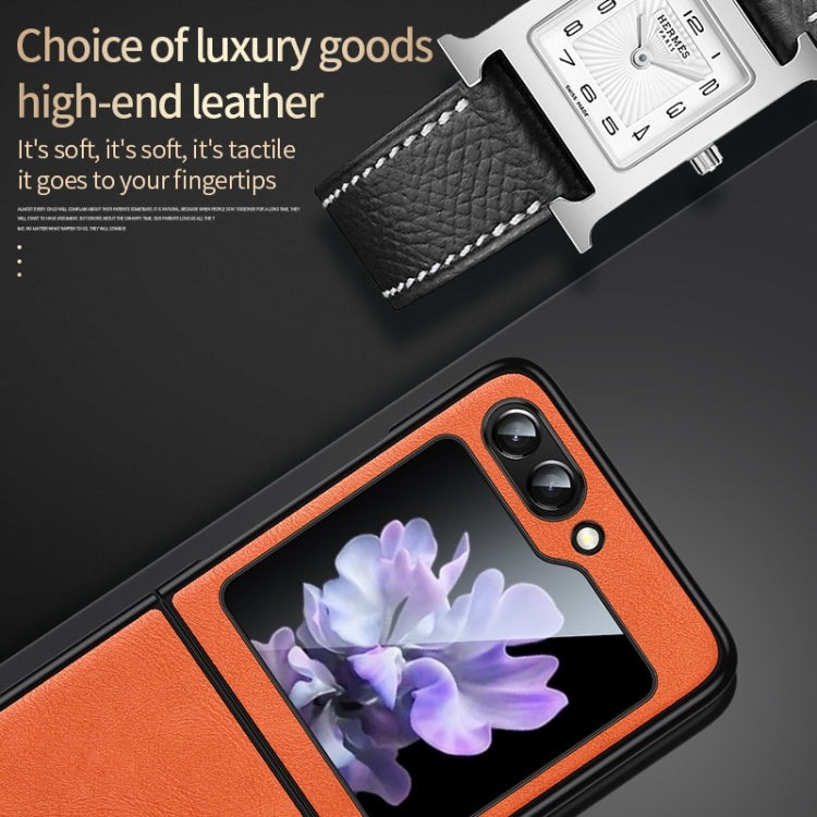 For Samsung Galaxy Z Flip5 SULADA Shockproof TPU + Handmade Leather Phone Case(Blue) - Galaxy Z Flip5 Cases by SULADA | Online Shopping South Africa | PMC TechLife