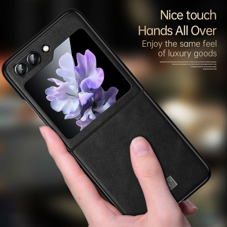 For Samsung Galaxy Z Flip5 SULADA Shockproof TPU + Handmade Leather Phone Case(Orange) - Galaxy Z Flip5 Cases by SULADA | Online Shopping South Africa | PMC TechLife | Buy Now Pay Later Mobicred