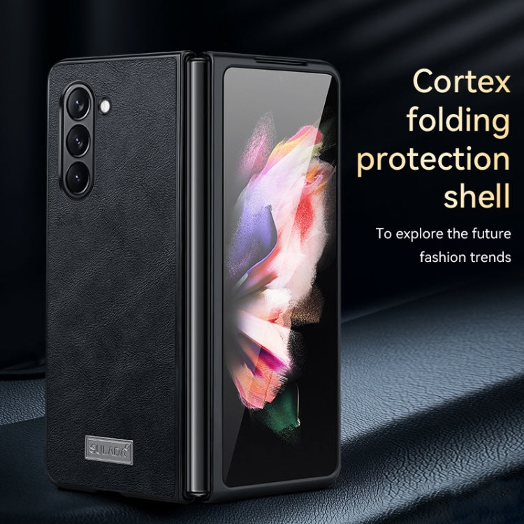 For Samsung Galaxy Z Fold5 SULADA Shockproof TPU + Handmade Leather Phone Case(Black) - Galaxy Z Fold5 Cases by SULADA | Online Shopping South Africa | PMC Jewellery