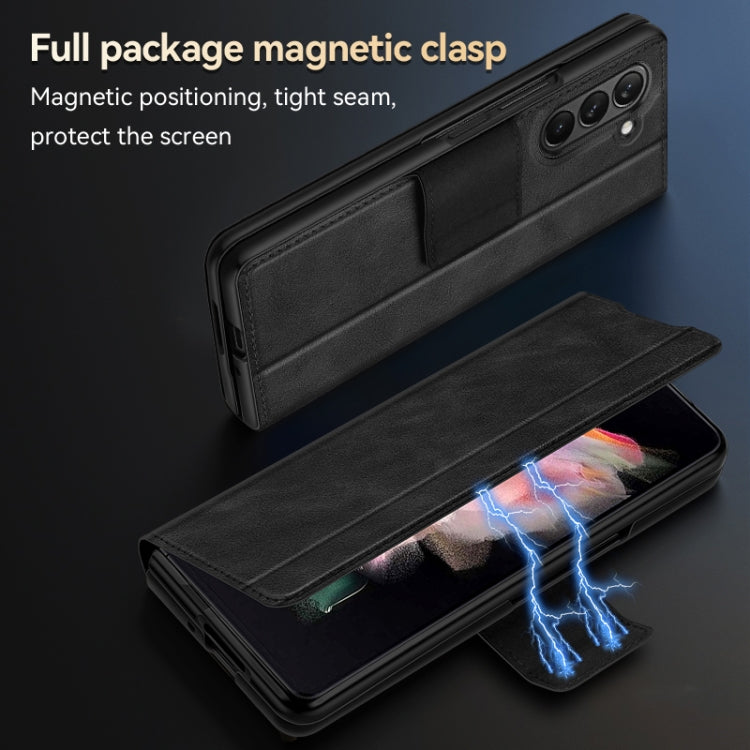 For Samsung Galaxy Z Fold5 SULADA All-inclusive Magnetic Snap Flip Leather Phone Case(Brown) - free shipping - PMC TechLife - Order now!