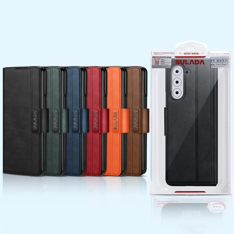 For Samsung Galaxy Z Fold5 SULADA All-inclusive Magnetic Snap Flip Leather Phone Case(Blue) - free shipping - PMC TechLife - Order now!