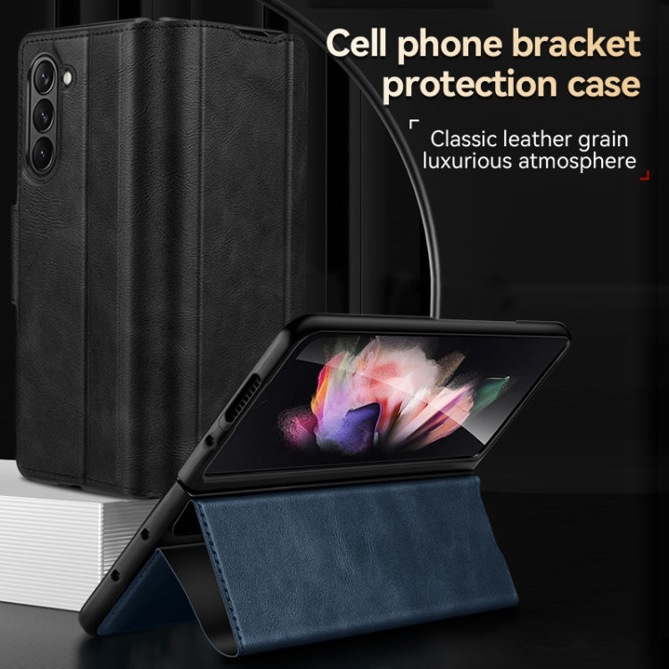 For Samsung Galaxy Z Fold5 SULADA All-inclusive Magnetic Snap Flip Leather Phone Case(Orange) - free shipping - PMC TechLife - Order now!
