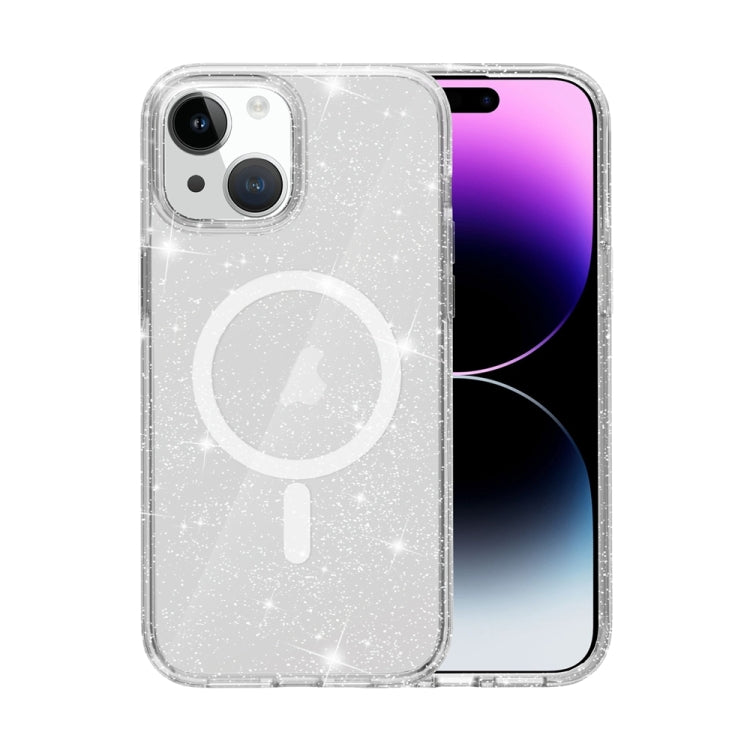 For iPhone 15 Plus Terminator Style Glitter Powder MagSafe Magnetic Phone Case(White) - free shipping - PMC TechLife - Order now!