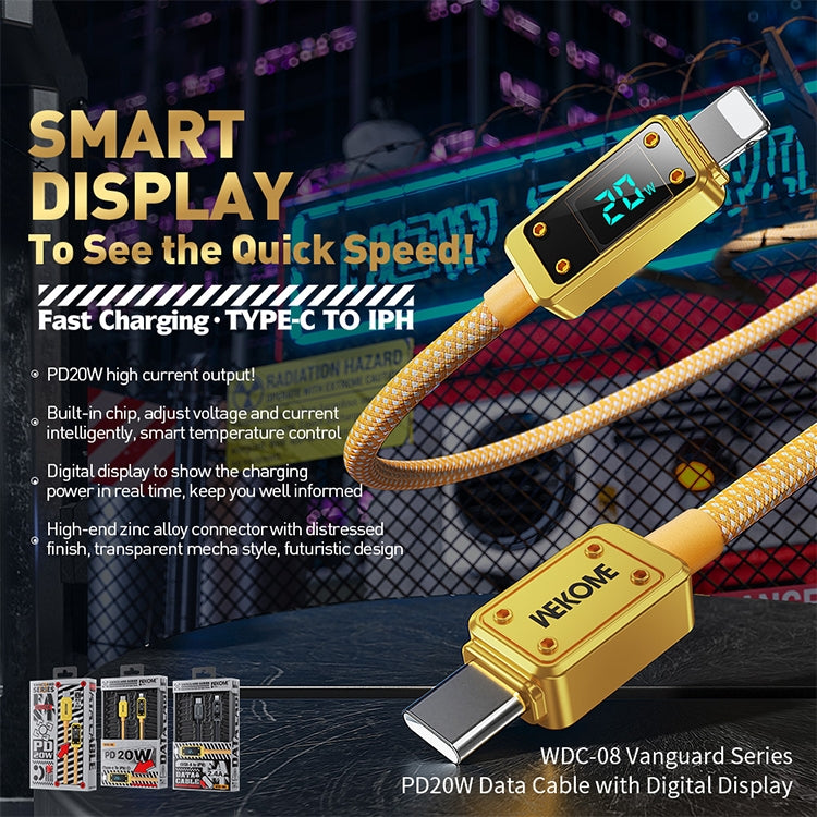 WK WDC-08 PD 20W USB-C/Type-C to 8 Pin Digital Display Data Cable, Length: 1m(Black) - free shipping - PMC TechLife - Order now!