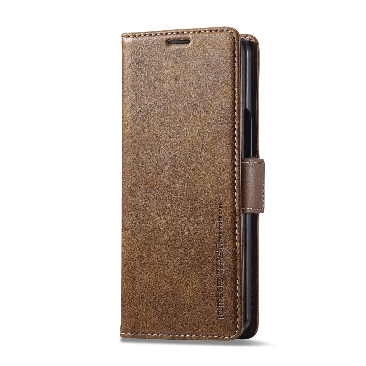 For Samsung Galaxy Z Fold5 LC.IMEEKE RFID Anti-theft Leather Phone Case(Brown) - free shipping - PMC TechLife - Order now!