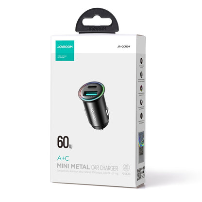 JOYROOM JR-CCN04 60W PD+QC3.0 Mini Metal Car Charger(Black) - Car Charger by JOYROOM | Online Shopping South Africa | PMC Jewellery