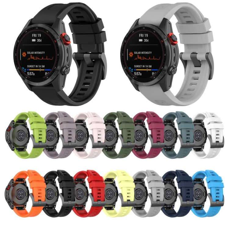 Compatible with Garmin Fenix 7S Pro 42mm Solid Color Silicone Watch Band(Black) - Watch Bands by PMC TechLife | Online Shopping South Africa | PMC TechLife | Buy Now Pay Later Mobicred