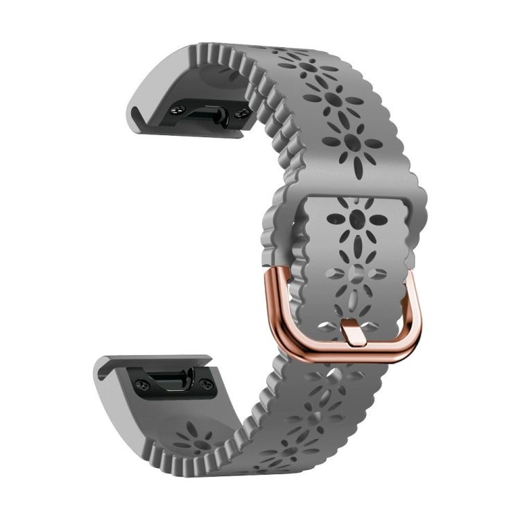 Compatible with Garmin Epix Pro 42mm Lady Lace Punch Silicone Watch Band(Grey) - Watch Bands by PMC TechLife | Online Shopping South Africa | PMC TechLife | Buy Now Pay Later Mobicred
