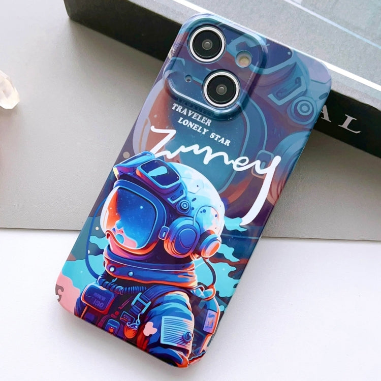 For iPhone 14 Painted Pattern Precise Hole PC Phone Case(Blue Paint Astronaut) - iPhone 14 Cases by PMC TechLife | Online Shopping South Africa | PMC TechLife