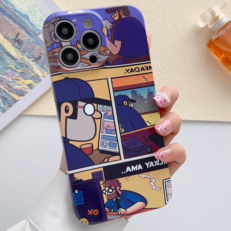 For iPhone 14 Pro Max Painted Pattern Precise Hole PC Phone Case(Working Comics) - iPhone 14 Pro Max Cases by PMC Jewellery | Online Shopping South Africa | PMC Jewellery