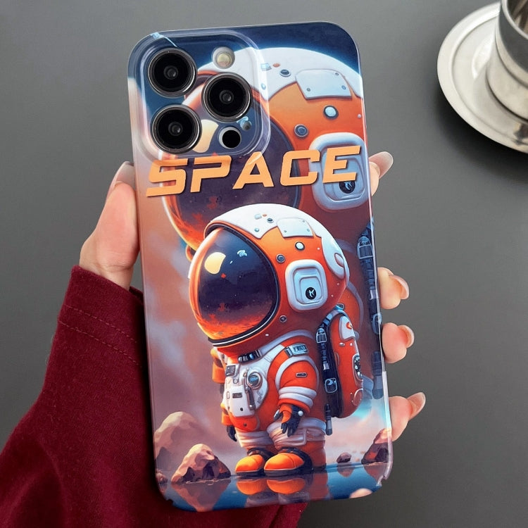 For iPhone 14 Pro Max Painted Pattern Precise Hole PC Phone Case(Orange Astronaut) - iPhone 14 Pro Max Cases by PMC TechLife | Online Shopping South Africa | PMC TechLife