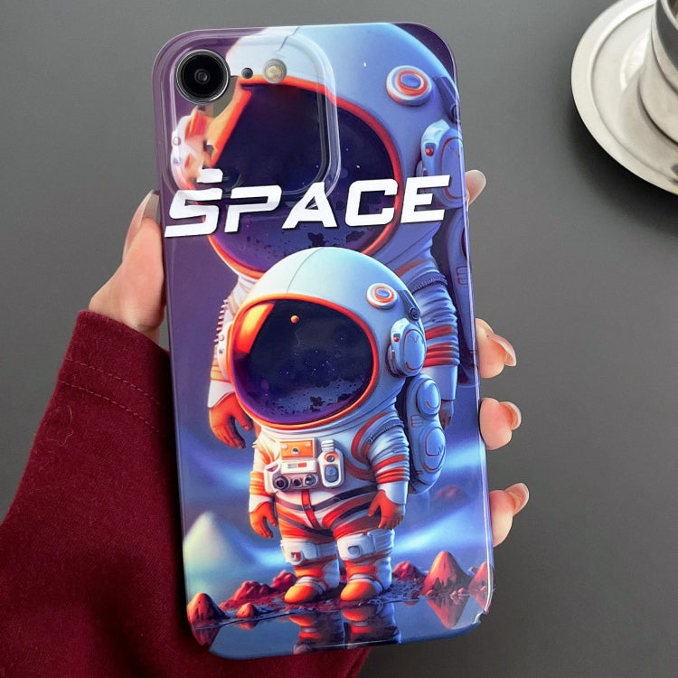 For iPhone SE 2022 / 2020 / 8 / 7 Painted Pattern Precise Hole PC Phone Case(Orange White Astronaut) - iPhone SE 2022 / 2020 / 8 / 7 Cases by PMC TechLife | Online Shopping South Africa | PMC TechLife