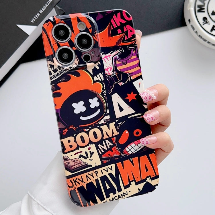 For iPhone 13 Pro Painted Pattern Precise Hole PC Phone Case(Orange Comics) - iPhone 13 Pro Cases by PMC TechLife | Online Shopping South Africa | PMC TechLife
