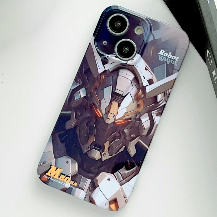 For iPhone 13 Painted Pattern Precise Hole PC Phone Case(Grey Robot) - iPhone 13 Cases by PMC TechLife | Online Shopping South Africa | PMC TechLife