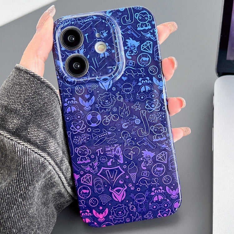 For iPhone 12 Painted Pattern Precise Hole PC Phone Case(Red Blue Graffiti) - iPhone 12 / 12 Pro Cases by PMC TechLife | Online Shopping South Africa | PMC TechLife