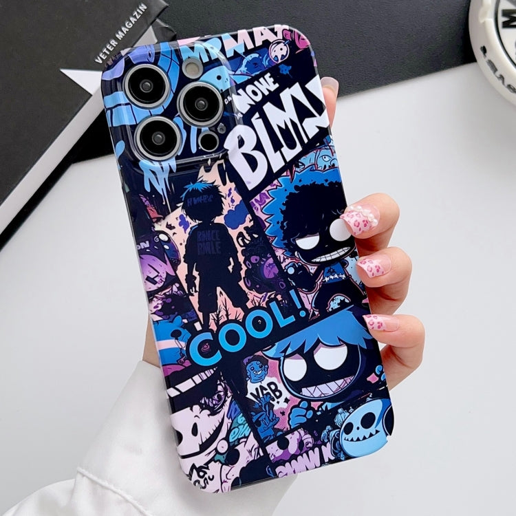 For iPhone 12 Pro Max Painted Pattern Precise Hole PC Phone Case(Purple Comics) - iPhone 12 Pro Max Cases by PMC TechLife | Online Shopping South Africa | PMC TechLife
