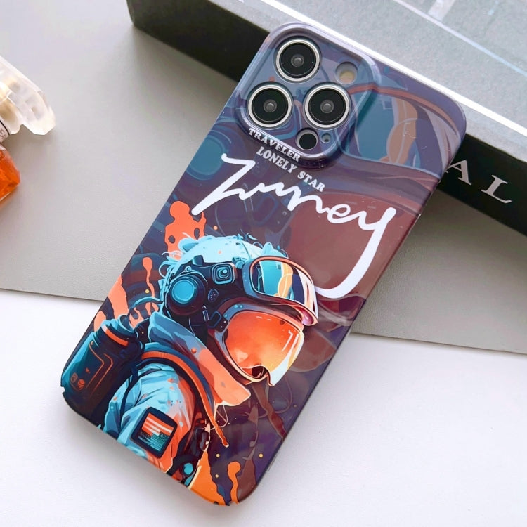 For iPhone 12 Pro Max Painted Pattern Precise Hole PC Phone Case(Orange Paint Astronaut) - iPhone 12 Pro Max Cases by PMC TechLife | Online Shopping South Africa | PMC TechLife