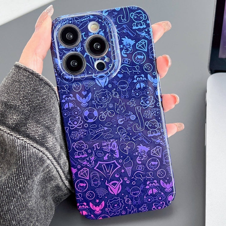 For iPhone 12 Pro Painted Pattern Precise Hole PC Phone Case(Red Blue Graffiti) - iPhone 12 / 12 Pro Cases by PMC Jewellery | Online Shopping South Africa | PMC Jewellery