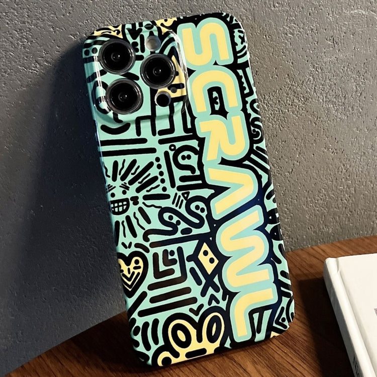 For iPhone 12 Pro Painted Pattern Precise Hole PC Phone Case(Green SCR) - iPhone 12 / 12 Pro Cases by PMC TechLife | Online Shopping South Africa | PMC TechLife