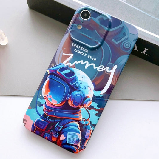 For iPhone XR Painted Pattern Precise Hole PC Phone Case(Blue Paint Astronaut) - More iPhone Cases by PMC Jewellery | Online Shopping South Africa | PMC Jewellery