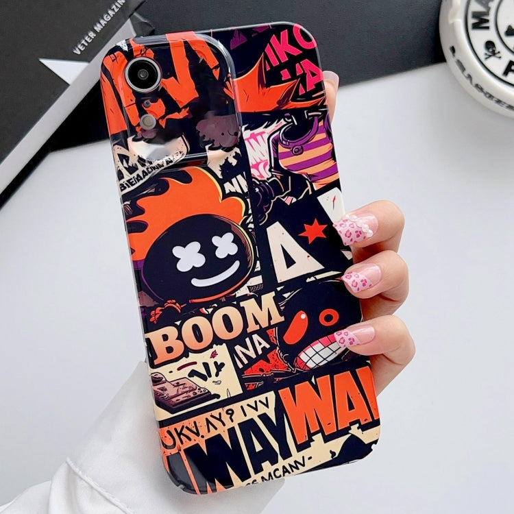 For iPhone XR Painted Pattern Precise Hole PC Phone Case(Orange Comics) - More iPhone Cases by PMC Jewellery | Online Shopping South Africa | PMC Jewellery