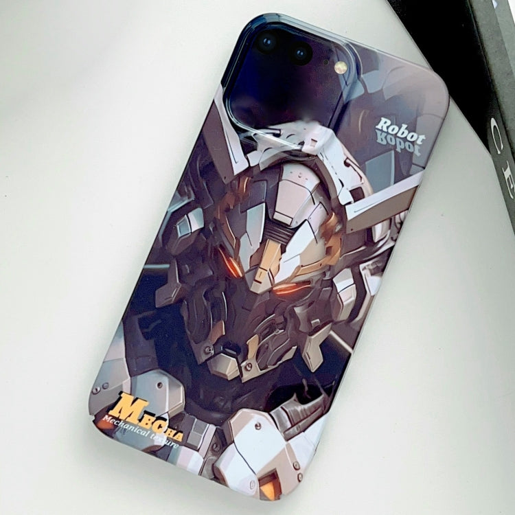 For iPhone 8 Plus / 7 Plus Painted Pattern Precise Hole PC Phone Case(Grey Robot) - More iPhone Cases by PMC TechLife | Online Shopping South Africa | PMC TechLife