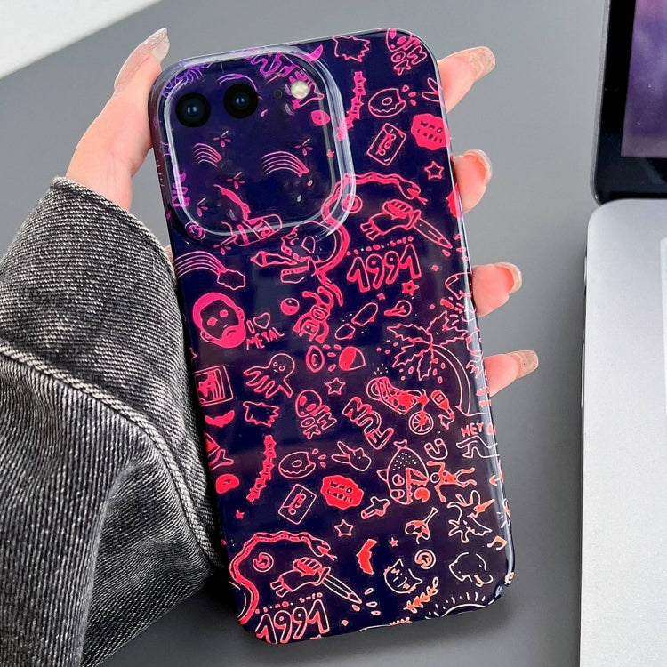 For iPhone 8 Plus / 7 Plus Painted Pattern Precise Hole PC Phone Case(Black Red Graffiti) - More iPhone Cases by PMC Jewellery | Online Shopping South Africa | PMC Jewellery