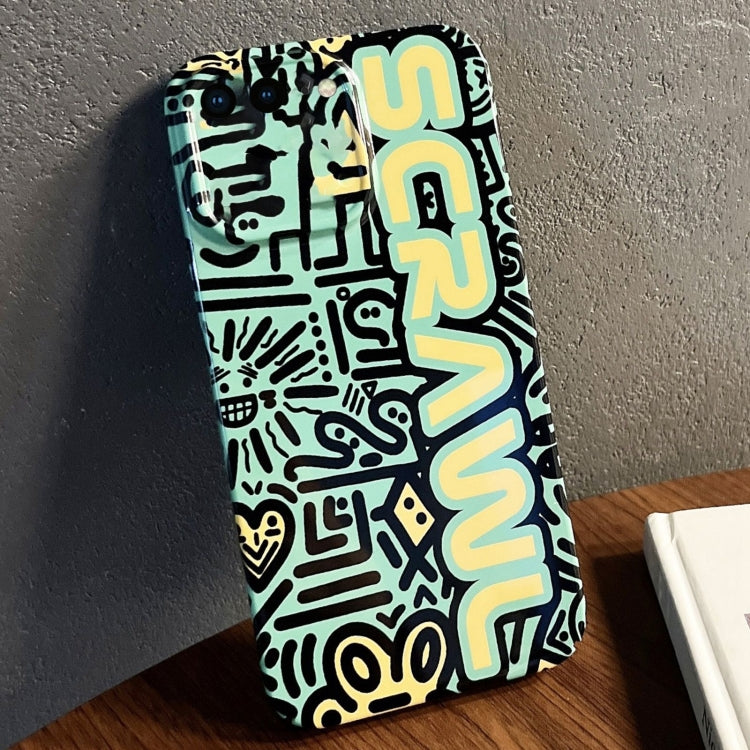 For iPhone 8 Plus / 7 Plus Painted Pattern Precise Hole PC Phone Case(Green SCR) - More iPhone Cases by PMC TechLife | Online Shopping South Africa | PMC TechLife