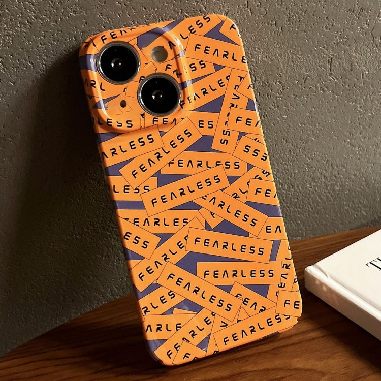 For iPhone 15 Painted Pattern Precise Hole PC Phone Case(Orange Label) - iPhone 15 Cases by PMC TechLife | Online Shopping South Africa | PMC TechLife