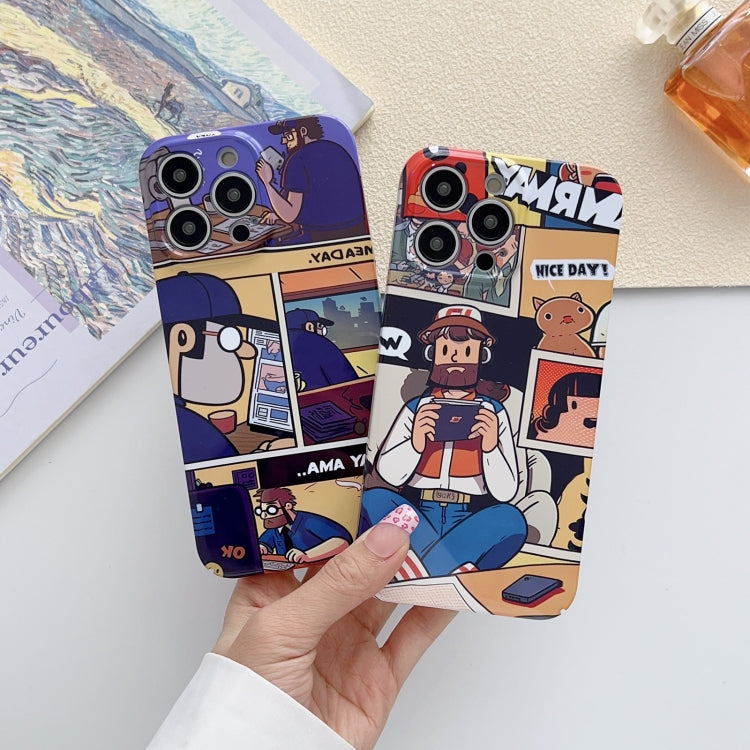 For iPhone 13 Pro Max Painted Pattern Precise Hole PC Phone Case(Blue Paint Astronaut) - iPhone 13 Pro Max Cases by PMC Jewellery | Online Shopping South Africa | PMC Jewellery