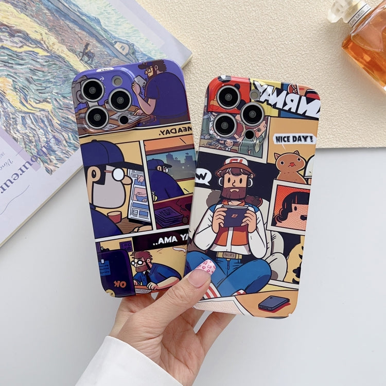 For iPhone 11 Painted Pattern Precise Hole PC Phone Case(Purple Comics) - iPhone 11 Cases by PMC TechLife | Online Shopping South Africa | PMC TechLife