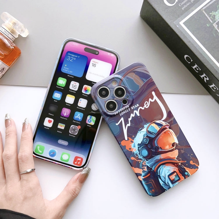For iPhone 11 Painted Pattern Precise Hole PC Phone Case(Orange White Astronaut) - iPhone 11 Cases by PMC TechLife | Online Shopping South Africa | PMC TechLife