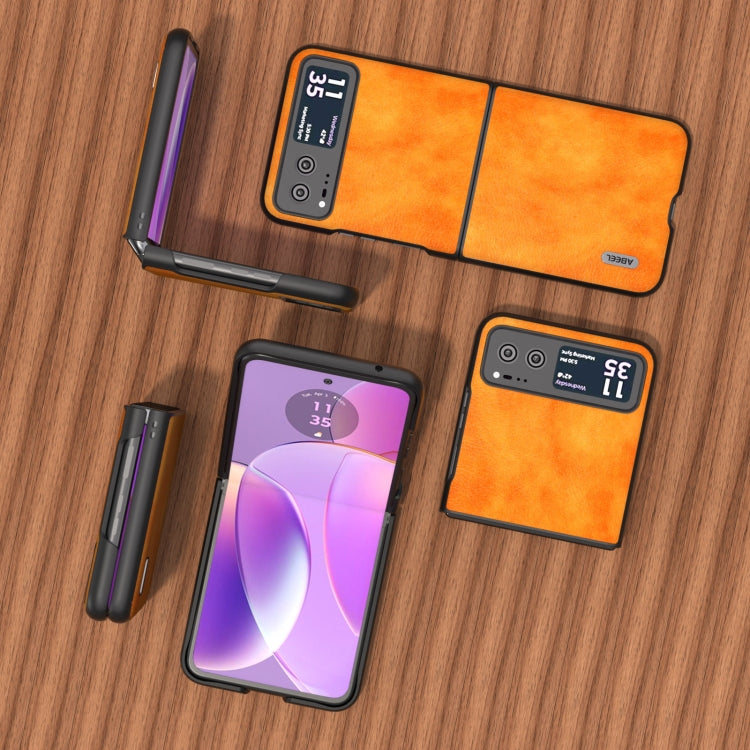 For Motorola Razr 40 ABEEL Dual Color Lichi Texture PU Phone Case(Orange) - free shipping - PMC TechLife - Order now!