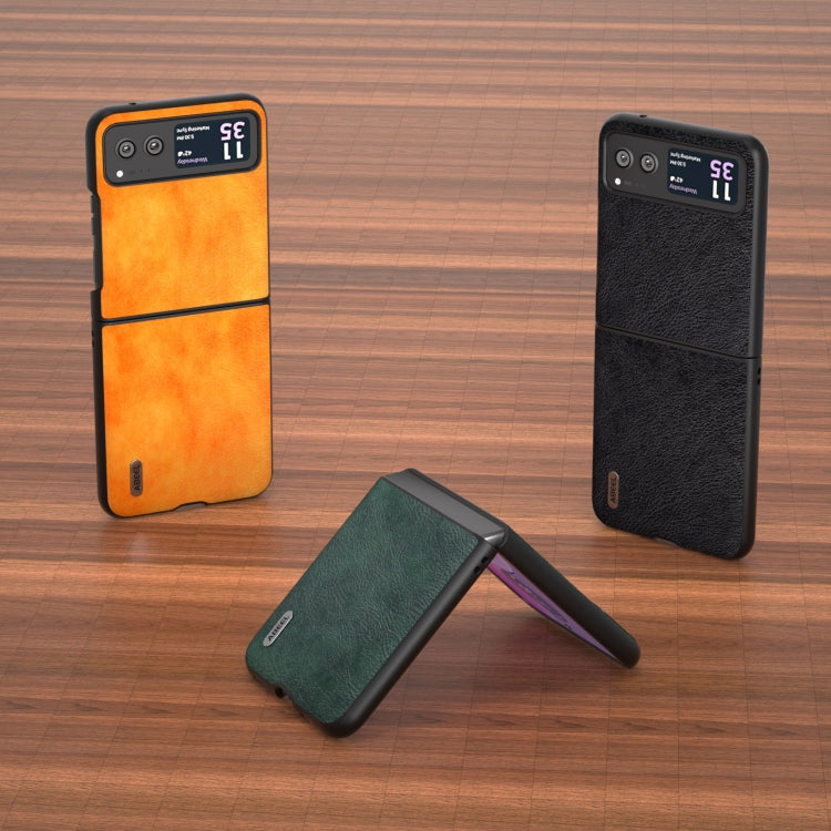 For Motorola Razr 40 ABEEL Dual Color Lichi Texture PU Phone Case(Orange) - free shipping - PMC TechLife - Order now!