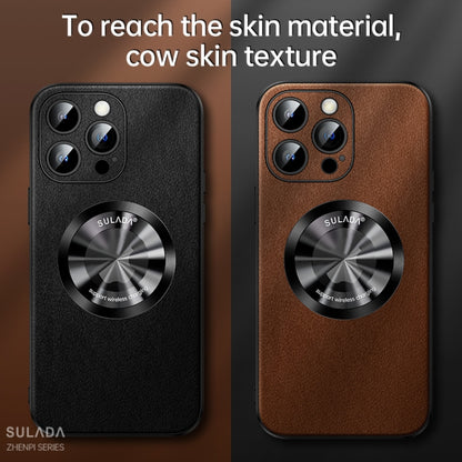 For iPhone 14 SULADA Microfiber Leather MagSafe Magnetic Phone Case(Brown) - iPhone 14 Cases by SULADA | Online Shopping South Africa | PMC Jewellery