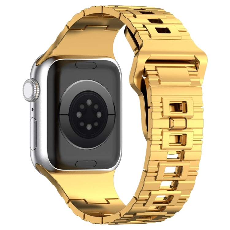 For Apple Watch 9 45mm Square Buckle Armor Style Silicone Watch Band(Plating Gold) - Watch Bands by PMC TechLife | Online Shopping South Africa | PMC TechLife