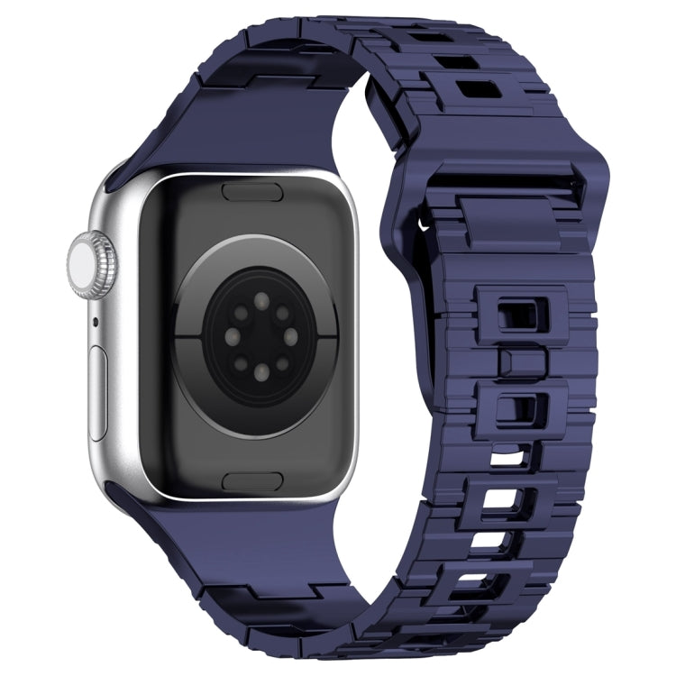 For Apple Watch 9 45mm Square Buckle Armor Style Silicone Watch Band(Plating Blue) - Watch Bands by PMC TechLife | Online Shopping South Africa | PMC TechLife