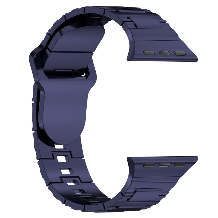 For Apple Watch 9 45mm Square Buckle Armor Style Silicone Watch Band(Plating Blue) - Watch Bands by PMC TechLife | Online Shopping South Africa | PMC TechLife
