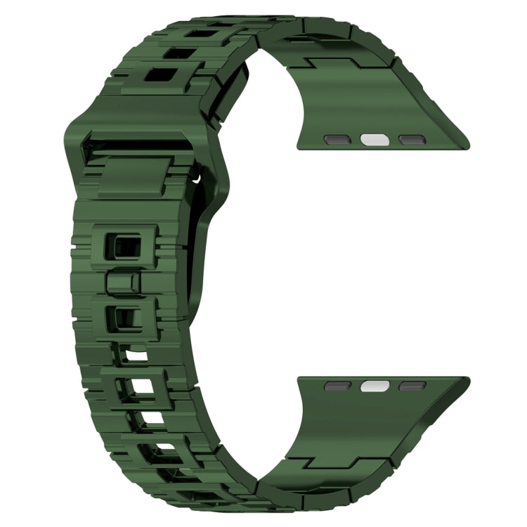 For Apple Watch 9 45mm Square Buckle Armor Style Silicone Watch Band(Plating Green) - Watch Bands by PMC TechLife | Online Shopping South Africa | PMC TechLife