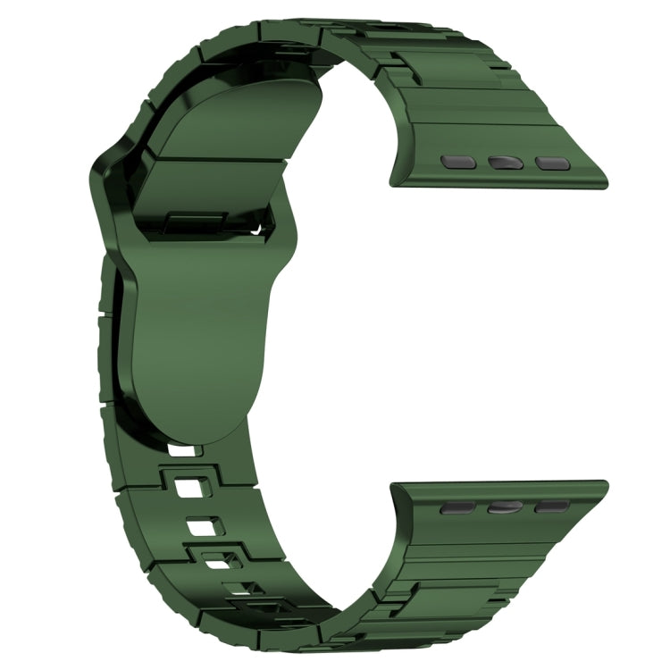 For Apple Watch 9 45mm Square Buckle Armor Style Silicone Watch Band(Plating Green) - Watch Bands by PMC TechLife | Online Shopping South Africa | PMC TechLife