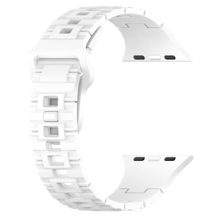 For Apple Watch 9 45mm Square Buckle Armor Style Silicone Watch Band(White) - Watch Bands by PMC TechLife | Online Shopping South Africa | PMC TechLife