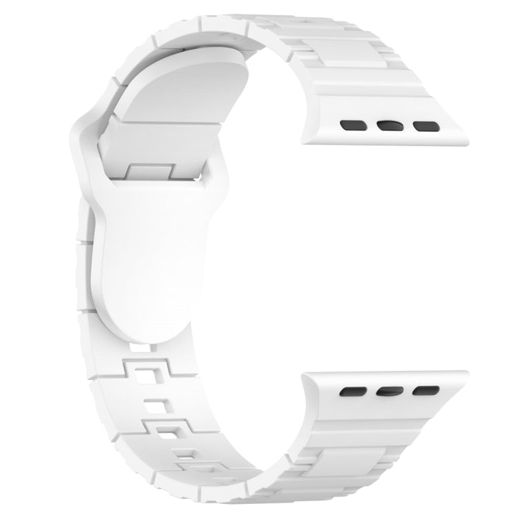For Apple Watch 9 45mm Square Buckle Armor Style Silicone Watch Band(White) - Watch Bands by PMC TechLife | Online Shopping South Africa | PMC TechLife