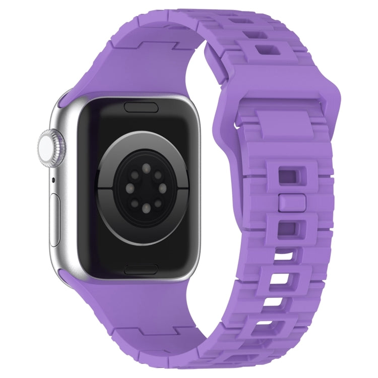 For Apple Watch 9 45mm Square Buckle Armor Style Silicone Watch Band(Purple) - Watch Bands by PMC TechLife | Online Shopping South Africa | PMC TechLife