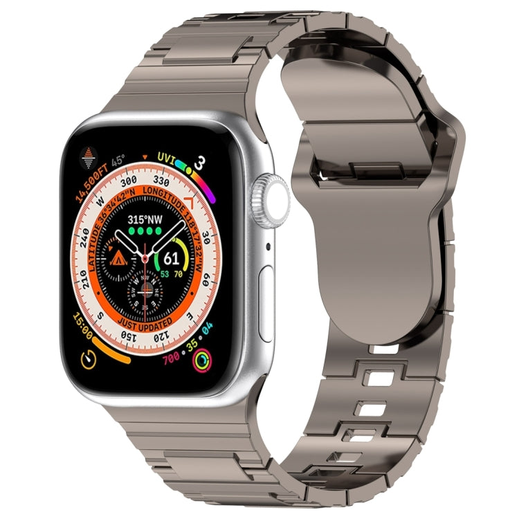 For Apple Watch 9 41mm Square Buckle Armor Style Silicone Watch Band(Plating Titanium Silver) - Watch Bands by PMC TechLife | Online Shopping South Africa | PMC TechLife