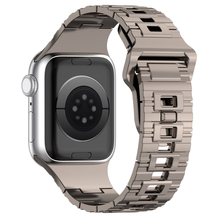 For Apple Watch 9 41mm Square Buckle Armor Style Silicone Watch Band(Plating Titanium Silver) - Watch Bands by PMC TechLife | Online Shopping South Africa | PMC TechLife