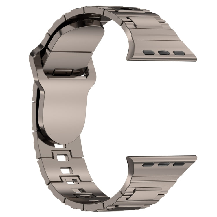 For Apple Watch 9 41mm Square Buckle Armor Style Silicone Watch Band(Plating Titanium Silver) - Watch Bands by PMC TechLife | Online Shopping South Africa | PMC TechLife