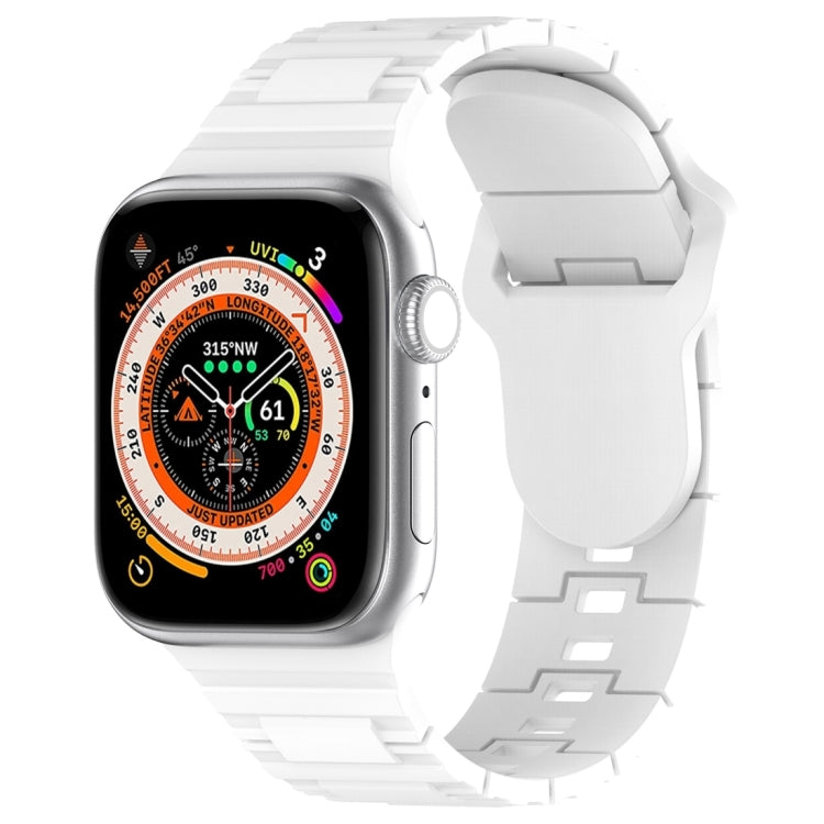 For Apple Watch 9 41mm Square Buckle Armor Style Silicone Watch Band(White) - Watch Bands by PMC TechLife | Online Shopping South Africa | PMC TechLife