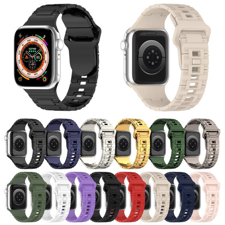 For Apple Watch 9 41mm Square Buckle Armor Style Silicone Watch Band(Plating Blue) - Watch Bands by PMC TechLife | Online Shopping South Africa | PMC TechLife